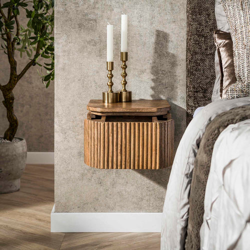 Giga Meubel Zwevend Nachtkastje Wave - Hout - 32x30x19cm - vtwonen shop