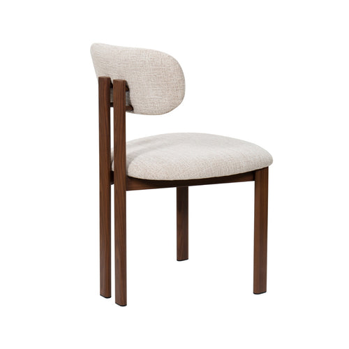 Giga Meubel Eetkamerstoel Noor - Stof/Staal - Beige/Walnoot - Set van 2 - vtwonen shop