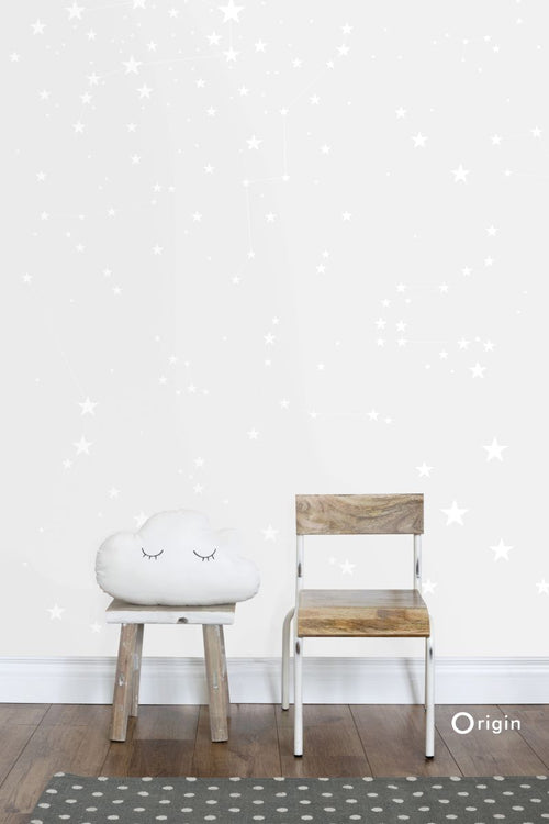 Origin Wallcoverings fotobehang sterrenhemel licht warm grijs en mat wit - 200 x 279 cm - 357209 - vtwonen shop