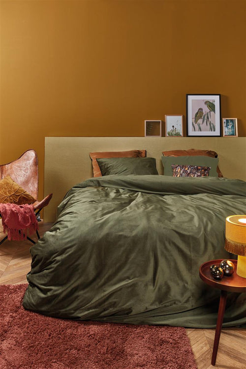 At Home by Beddinghouse Cosy Corduroy Dekbedovertrek - Eenpersoons - 140x200/220 cm cm - Groen