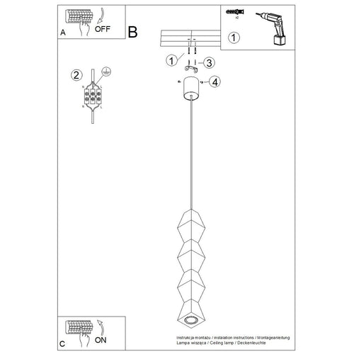 Sollux Lighting Hanglamp KUBBE groot S - 8x8x200cm