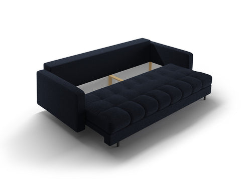 Cosmopolitan Design Slaapbank met opbergdoos Bali 3-zits, boucle donkerblauw - 84x222x105cm