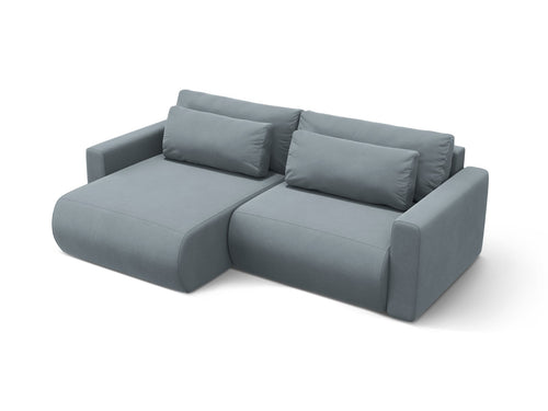 Cosmopolitan Design Omkeerbare converteerbare hoekbank met opbergdoos Belfast 3-zits, flueel blauw grijs - 149x240x84cm