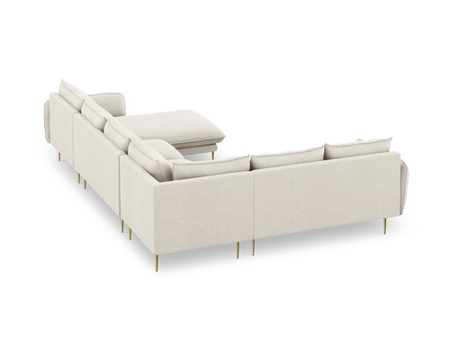 Cosmopolitan Design Panoramische hoekbank links Vienna 7-zits, structurele stof, lichtbeige - 235x330x95cm