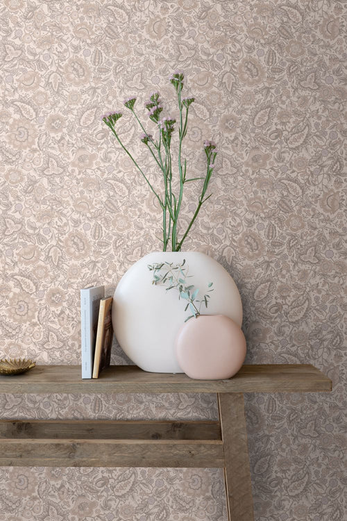 ESTAhome behang vintage bloemen roze en paars - 50 x 900 cm - 132239