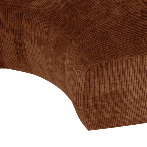 WOOOD eetbank halfronde hoek rugleuning Mojo Base - Rib - R.bruin - 83x152x76