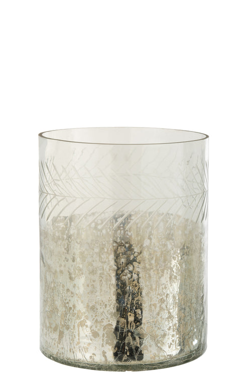 J-Line windlicht Klassiek Crackle - glas - transparant/zilver - large - vtwonen shop