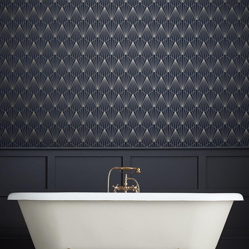 Graham & Brown Vliesbehang - Rene Donkerblauw