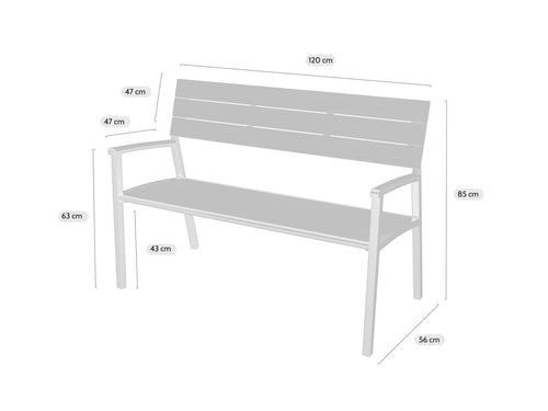 MaximaVida aluminium tuinbank Bermuda 120 cm ivoor