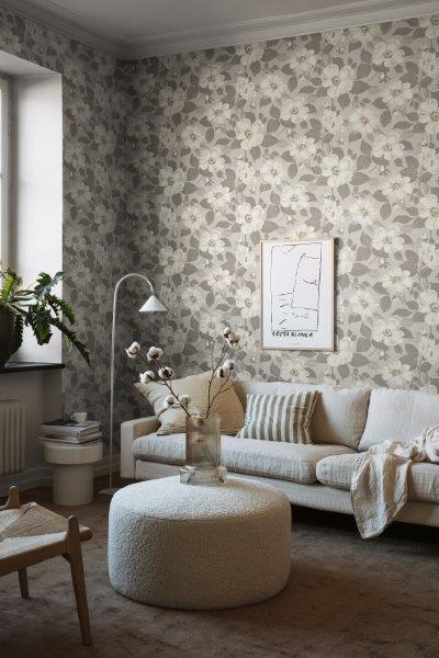 Borastapeter behang bloemen grijs - 53 cm x 10.05 m - 660538 - vtwonen shop