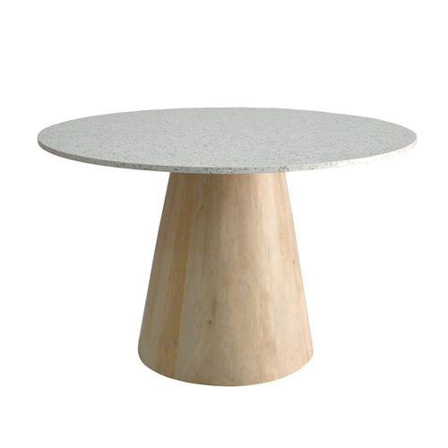 DÉJA Living Eettafel Sara Rond - Terrazzo/Hout - Naturel - 120x120x76cm - vtwonen shop