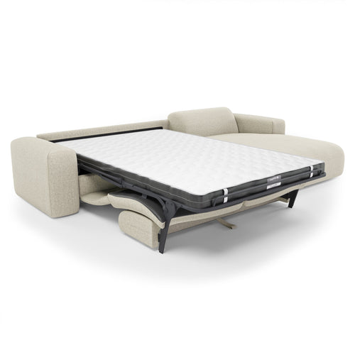 Sia Home - Rechthoekige hoekbank met snelle slaapfunctie MYRA - kruisweefsel beige 280cm