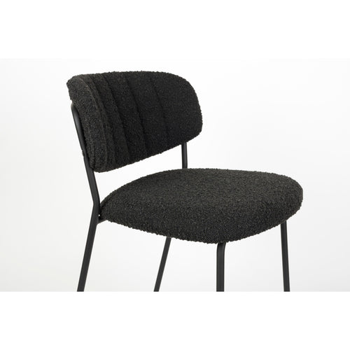 Housecraft Living Jolien Barkruk 65 cm Zwart/Zwart Bouclé - set van 2
