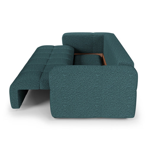 Premium Interiors - Slaapbank met opbergruimte VIBE - bouclé-stof eendblauw 247cm
