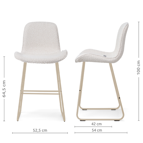 Nolon Nino-Fé barkruk bouclé beige - beige onderstel - 65 cm