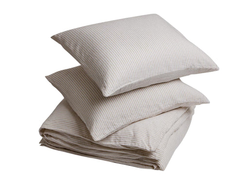 Yumeko dekbedovertrek gewassen linnen natural stripe 240x220 + 2/60x70 - vtwonen shop