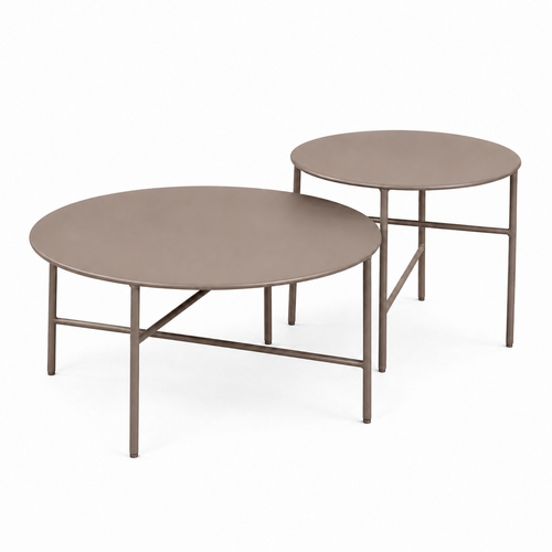 Lisomme Mila metalen tuin salontafel taupe - Ø50 cm