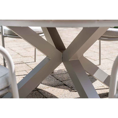 Edison tafel rond - 148 cm - taupe - light teak Vironwood - vtwonen shop