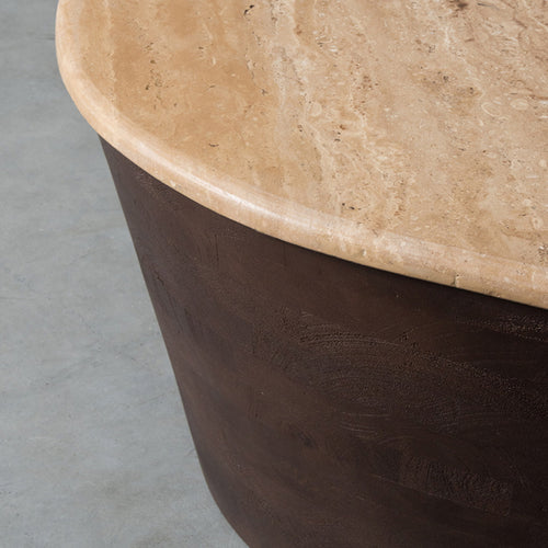 LABEL51 Salontafel Ravi - Travertin/Hout - 110x80x32cm