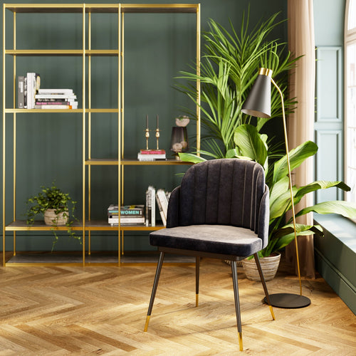 Kare Design Stoel Hojas fluweel grijs en groen - vtwonen shop