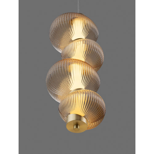 Nova Luce LEDA Geïntegreerde LED-hanglamp voor plafond, amberkleurig, glanzend goudkleurig, Triac dimbare LED, 15W, 900lm, 3000K