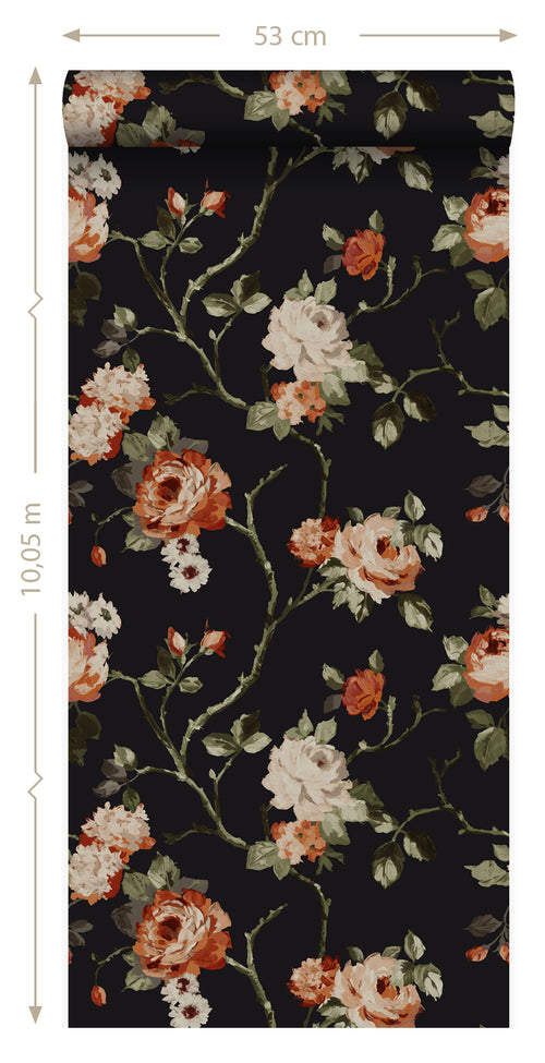 Origin Wallcoverings behang bloemen zwart - 53 cm x 10,05 m - 347431 - vtwonen shop