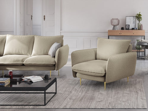 Cosmopolitan Design Fauteuil Vienna structurele stof, beige - 94x97x95cm