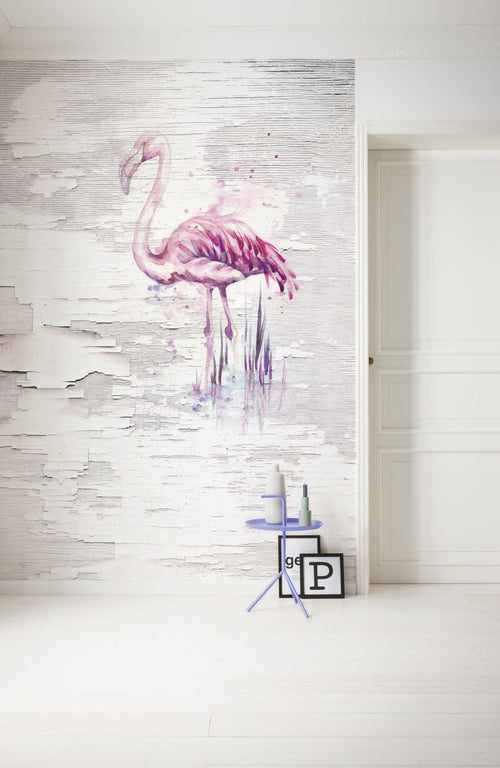 Sanders & Sanders fotobehang flamingo's roze en gebroken wit - 200 x 250 cm - 611886 - vtwonen shop