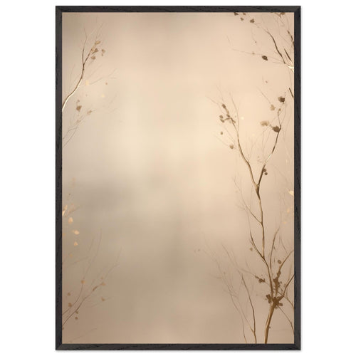 Artfulprints Poster met Lijst Abstract - Golden leafs   - 70x100 cm - Goud