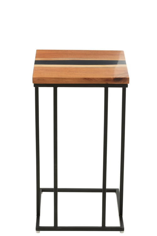 J-Line bijzettafel Vierkant - hout/epoxyhars - naturel/zwart
