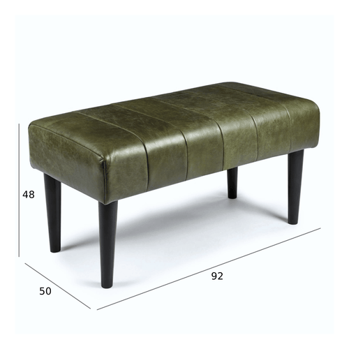 Furnhouse bankje Athea - Olijfgroen - Leer - 50x92x48