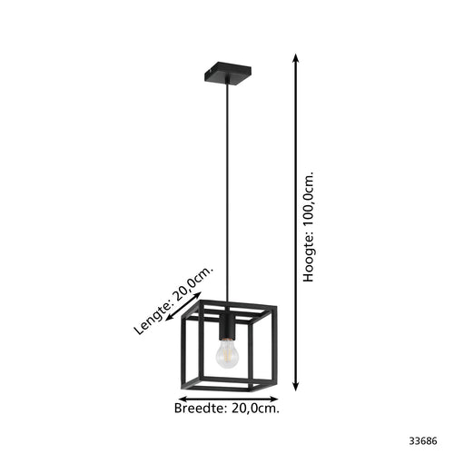 EGLO hanglamp Eldrick - e27(excl.) - 1 lichts - 20cm - metaal - zwart