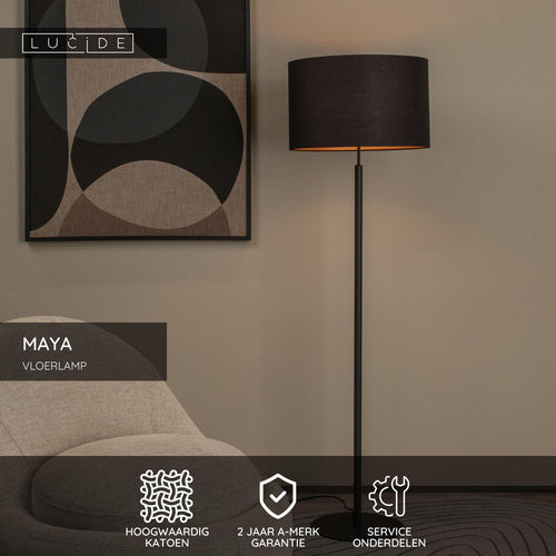 Lucide vloerlamp MAYA - 1xE27 - Zwart