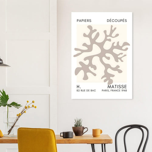 Artfulprints Poster Matisse – Dreamy coral flower grey   - 50x70 cm - Grijs