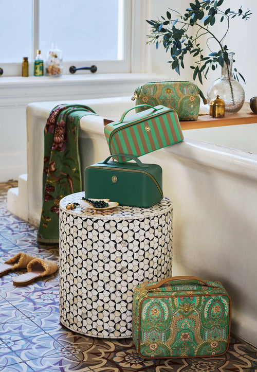 Pip Studio - Cyrille Make-up Tasje Dames - Stripe - Groen - 11x5x22cm - vtwonen shop