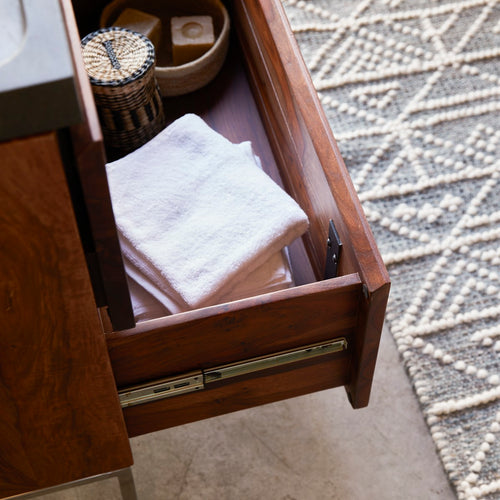 Tikamoon Badkamermeubel van massief palissander en lavasteen 80 cm - Donkerbruin - vtwonen shop