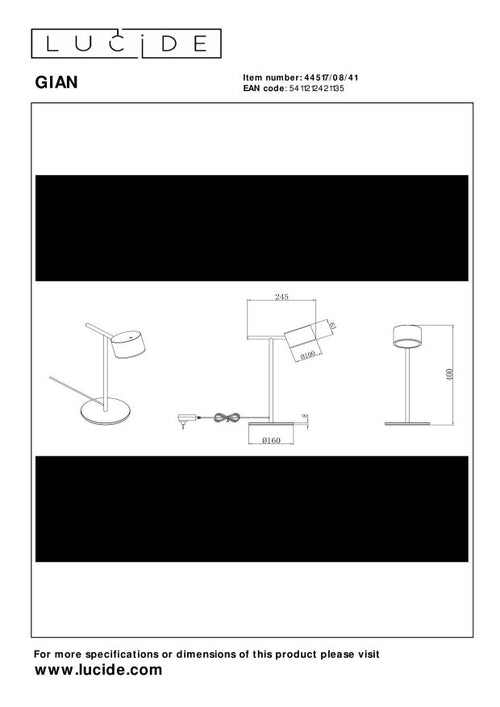 Lucide tafellamp GIAN - Geïntegreerde LED - Taupe