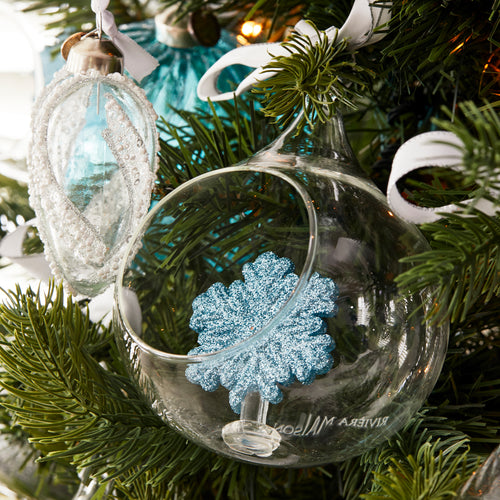 Rivièra Maison Snowflake Wishes blue Dia 10 - Glas - Blauw - vtwonen shop