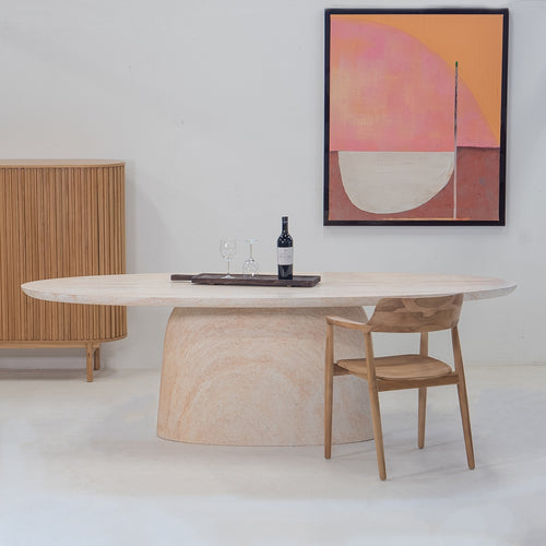 Giga Meubel Eettafel Myrna - Ovaal - Travertinlook - 200cm - vtwonen shop