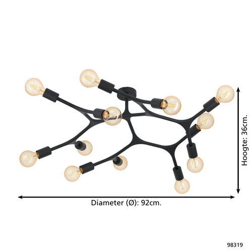 EGLO plafondlamp Bocadella 1 - e27 - ø 92 cm - zwart - vtwonen shop
