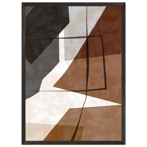 Artfulprints Poster met Lijst Boho – Earth geometry   - 50x70 cm - Bruin