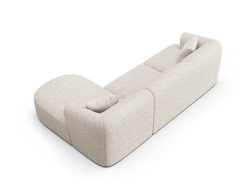 Cosmopolitan Design Modulaire hoekbank rechts Campi 4-zits, structurele stof lichtbeige - 156x256x70cm