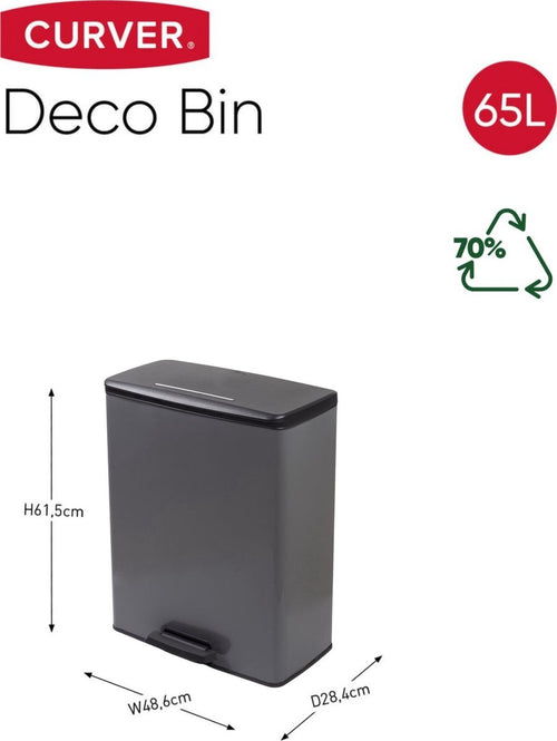 Curver Decobin Prullenbak - 65L - Rechthoekig - Grijs - vtwonen shop