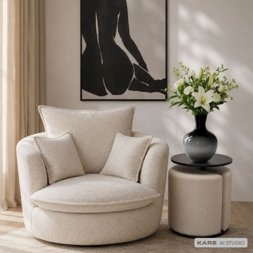 Kare Design Bijzettafel en Kruk Better Together creme