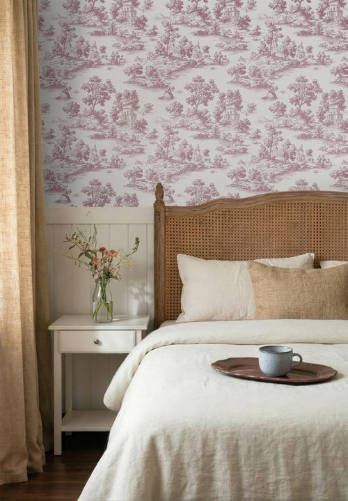 Sanders & Sanders behang toile de jouy print bordeaux rood - 53 cm x 10 m - 641037