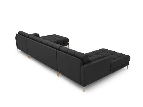 Cosmopolitan Design Panoramische bank Bali 7-zits, structurele stof, donkergrijs - 185x383x75cm