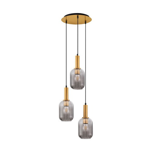 Nova Luce MAHO Hanglamp met clusterontwerp, rookkleurig messing goudkleurig, E27 fitting, 3x12W