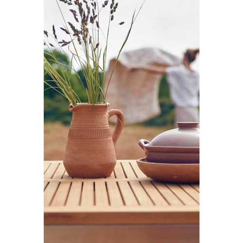 Tikamoon Arno - Massief teakhouten en roestvrij stalen tuintafel voor 4/6 personen. - Naturel