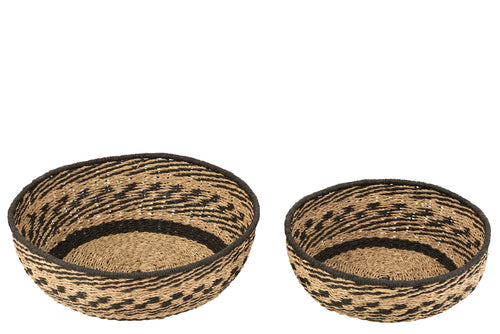 J-Line mand Laag - zeegras/jute - naturel/zwart - 2 stuks - vtwonen shop