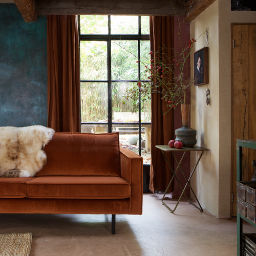 WOOOD 3-zits bank Rodeo - Velvet - Roest - 85x277x86 - vtwonen shop